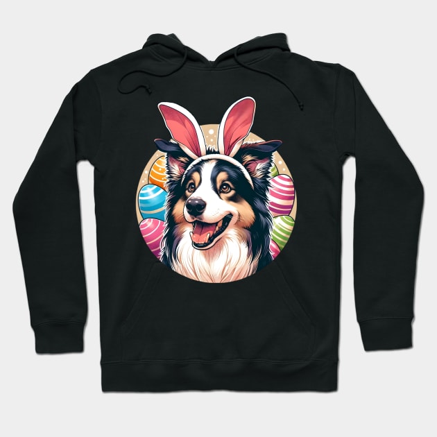 Border Collie with Bunny Ears Celebrates Easter Delight Hoodie by ArtRUs